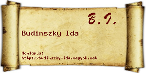 Budinszky Ida névjegykártya